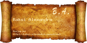 Baksi Alexandra névjegykártya